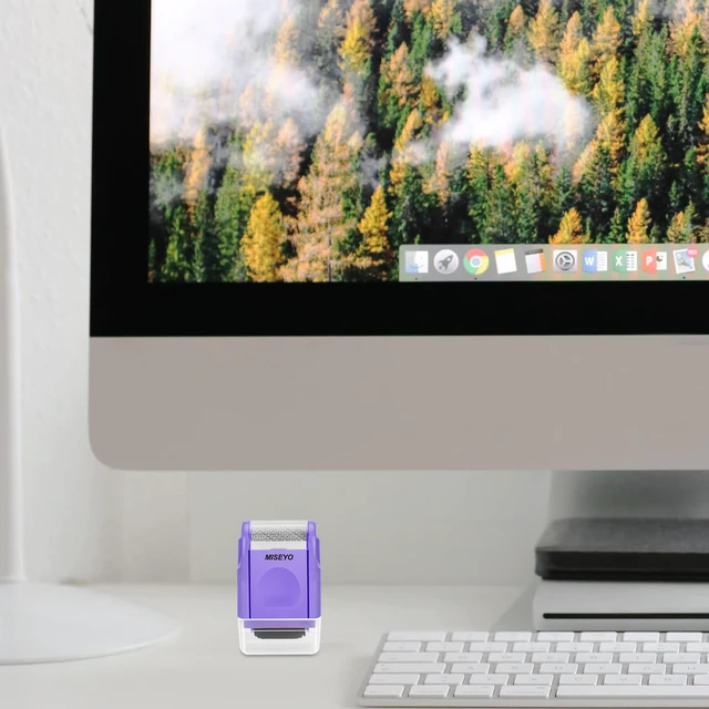 Alt view image 7 of 7 - Identity Theft Protection Roller Stamps for Data Barcode ID Privacy,Anti-Theft Security Prevention Confidential Roller Stamp Easy for Guard Personal Information Blockout - Purple