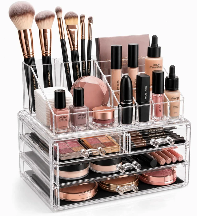 Main image of Makeup Organizer Countertop, Cosmetic Display Case, Acrylic Makeup Storage for Vanity, Clear Make-up Organizer for Vanity, Accessories Holder with Drawers