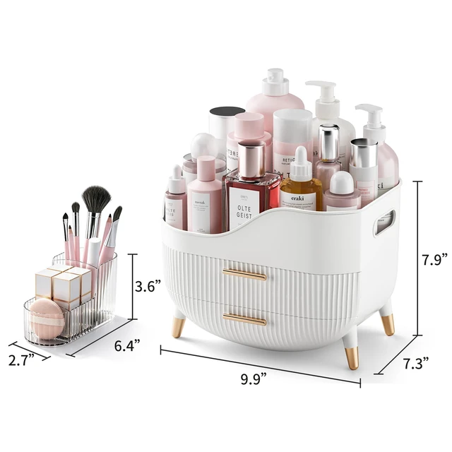 Alt view image 3 of 6 - Makeup Organizer with Drawers,Skincare Organizer for Vanity,Storage Box with Handle,Large Cosmetic Display Case for Dresser, Bathroom Countertop