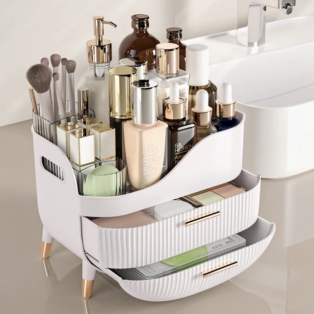 Alt view image 2 of 6 - Makeup Organizer with Drawers,Skincare Organizer for Vanity,Storage Box with Handle,Large Cosmetic Display Case for Dresser, Bathroom Countertop