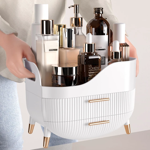Alt view image 5 of 6 - Makeup Organizer with Drawers,Skincare Organizer for Vanity,Storage Box with Handle,Large Cosmetic Display Case for Dresser, Bathroom Countertop