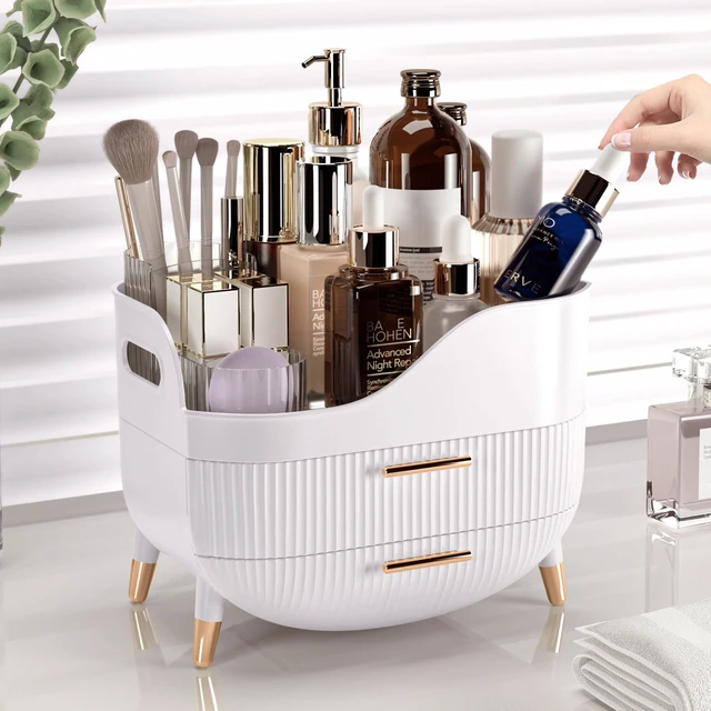 Alt view image 4 of 6 - Makeup Organizer with Drawers,Skincare Organizer for Vanity,Storage Box with Handle,Large Cosmetic Display Case for Dresser, Bathroom Countertop