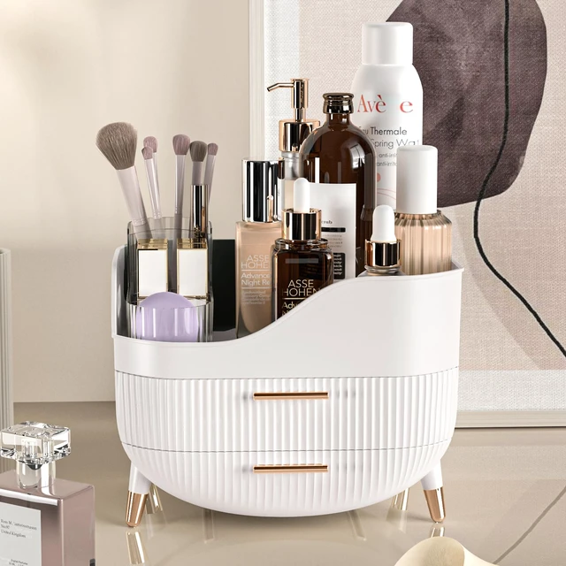 Alt view image 6 of 6 - Makeup Organizer with Drawers,Skincare Organizer for Vanity,Storage Box with Handle,Large Cosmetic Display Case for Dresser, Bathroom Countertop