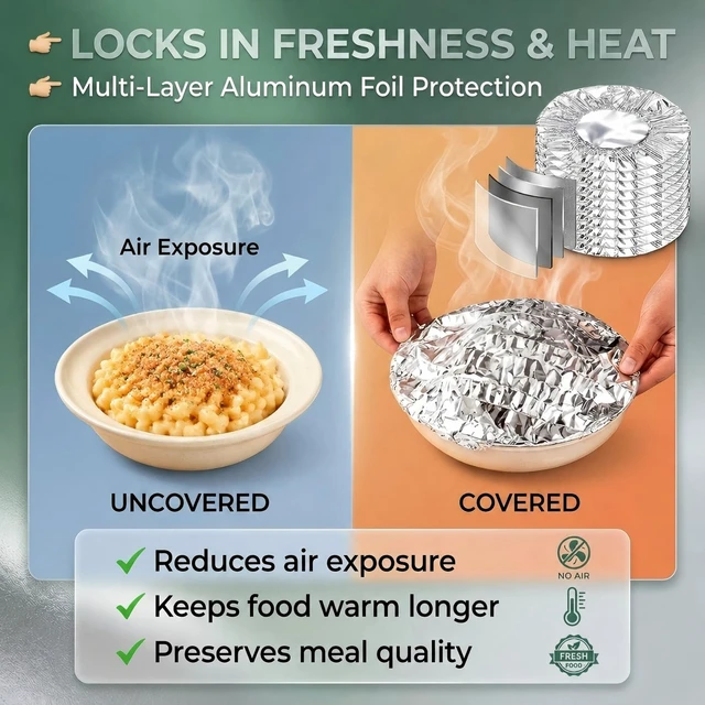 Alt view image 7 of 7 - Reusable Aluminum Foil Elastic Disposable Stretch Food Covers | Fits Bowls Plates Pans Containers Up To 10 Inches Wide Kitchen Storage Outdoor Picnic Leftovers Serving Dish Lid Alternative