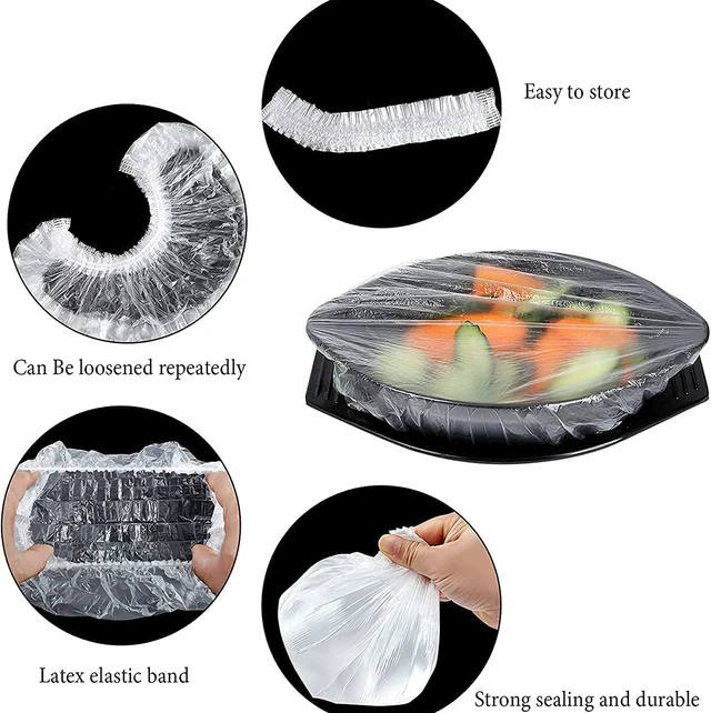 Alt view image 3 of 6 - Fresh Keeping Bags,Reusable Elastic Food Storage Covers, Plastic Bowl Covers with Elastic Edging Stretch Plastic Wrap Bowl Covers (200Pcs)