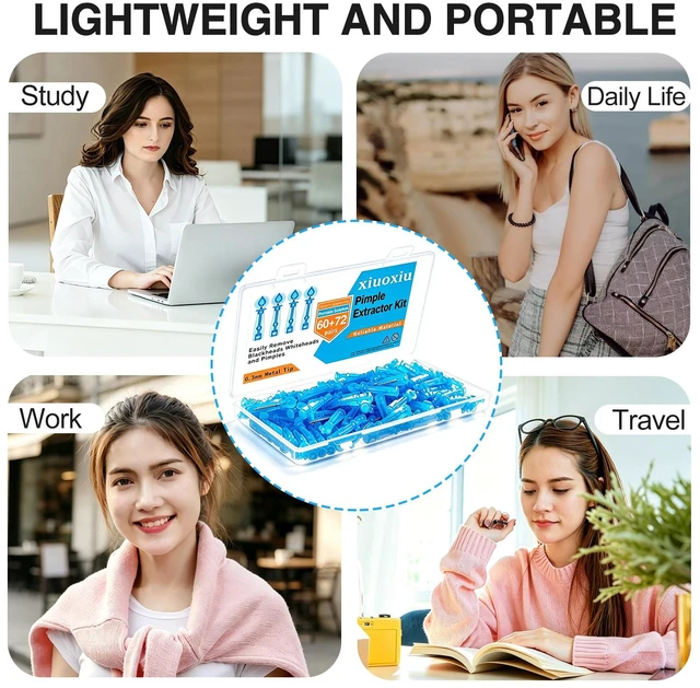 Alt view image 6 of 6 - 60PCS Pimple Popper Kit with 72 Acne Patches, Disposable Blemish Tool for Whitehead, Blackhead, Pimple Clearing, Ultra-Fine 0.3mm Tip for Home/Travel Use (Blue)