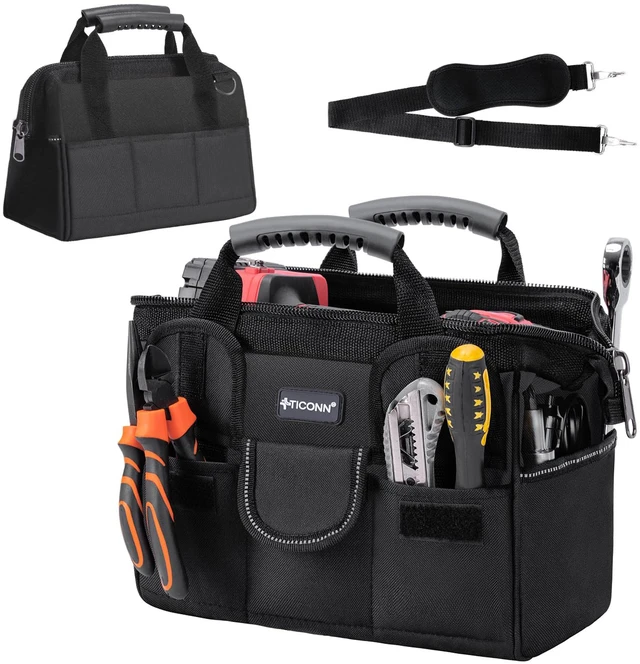 Main image of Heavy Duty Tool Bag Organizer, Portable Tool Box with Shoulder Strap | 600D Oxford Water-Resistant Fabric, Abrasion-Resistant Bottom, Adjustable Shoulder Strap, Ergonomic Handle, Reflective Detail