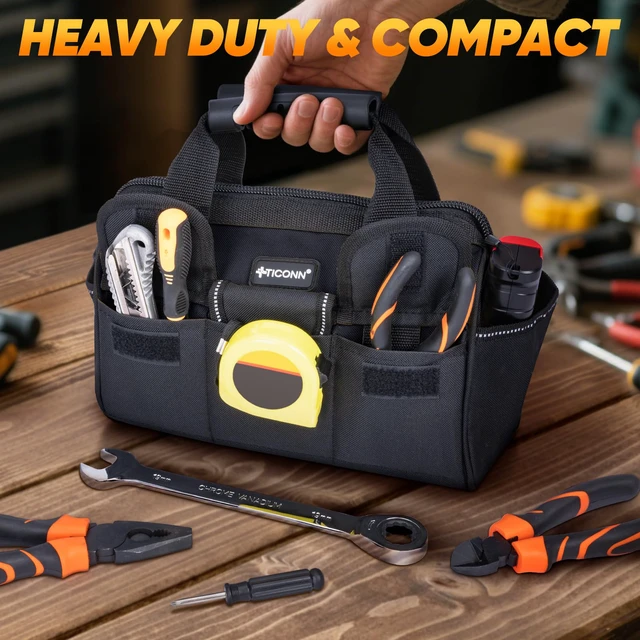 Alt view image 2 of 7 - Heavy Duty Tool Bag Organizer, Portable Tool Box with Shoulder Strap | 600D Oxford Water-Resistant Fabric, Abrasion-Resistant Bottom, Adjustable Shoulder Strap, Ergonomic Handle, Reflective Detail