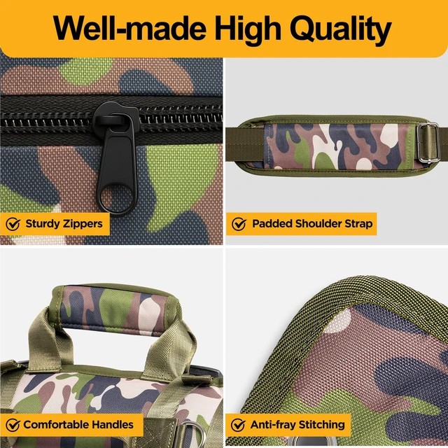 Alt view image 2 of 7 - Tool Bag, Heavy Duty Tool Organizer, Portable Tool Pouch for Men with 2 Small Detachable Pouches, Foldable Carrying Tool Storage, Mechanic & Electrician Dad Birthday Gifts, Camo-Green