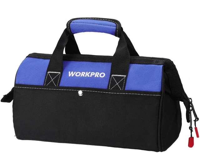 Main image of 13-inch Tool Bag, Wide Mouth Tool Tote with Inside Pockets | Multi-Pocket, Heavy Duty Cloth, Double-pull Zipper, for Workshops, Outdoor Projects