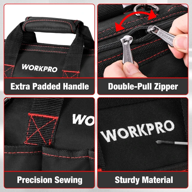 Alt view image 3 of 7 - 12-inch Close Top Wide Mouth Storage Tool Bag, W081020A