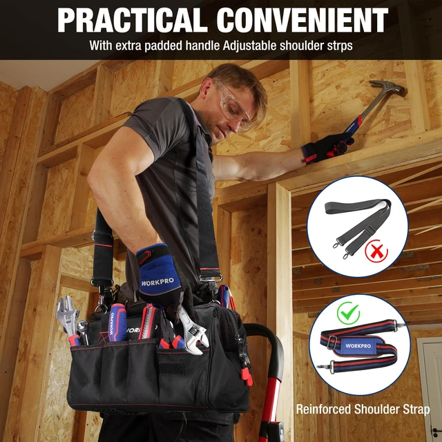 Alt view image 7 of 7 - 12-inch Close Top Wide Mouth Storage Tool Bag, W081020A