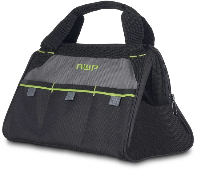 Main image of Premium Tool Bag, 13in,Durable Tool Tote, 1 Pack, Black | 600 denier polyester , 3 outer pockets and large compartment for organizing hand tools and jobsite gear