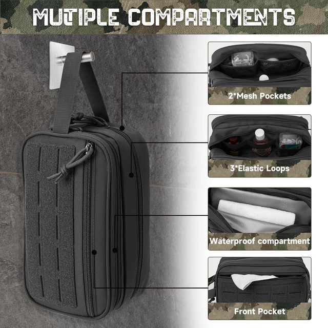 Alt view image 4 of 6 - Tactical Toiletry Bag For Men Hygiene Bag EDC Military Tool Molle Pouches Small Dopp Kit Mens Shaving Kit Travel shower Bags