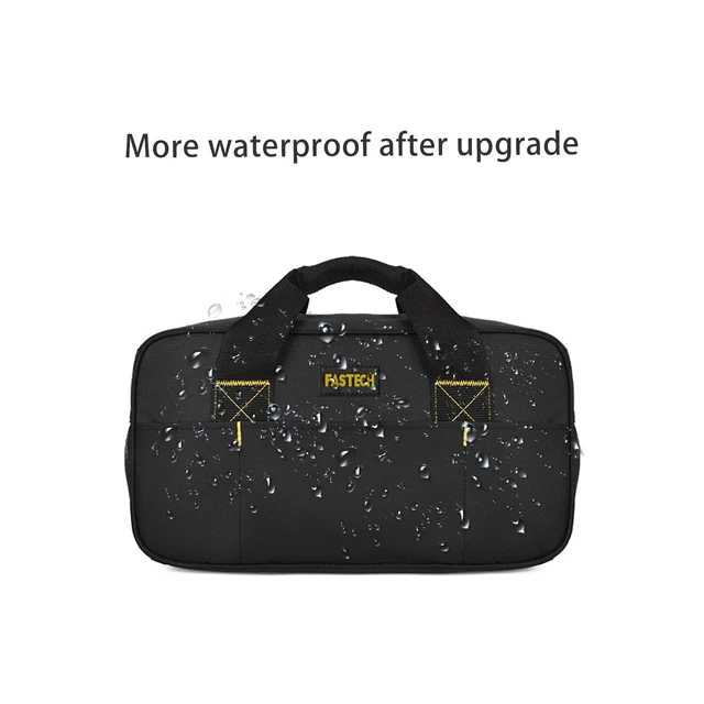 Alt view image 4 of 7 - Heavy Duty Tool Bag 14-Inch, Wide Mouth Tool Tote Bag, Waterproof Tool Organizer Bag, Electricians Repairman Tools Tote Bag (Black)