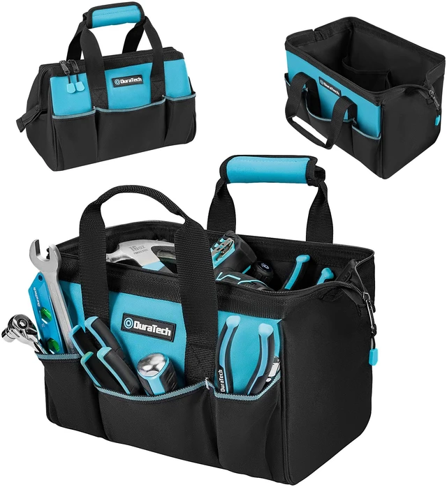 Main image of 13" Small Tool Bag with 9 Pockets, Wide Open Tool Carrier | Thickened Fabric Construction, Multiple Storage Pockets, Tool Organization, Mechanics Electricians Plumbers HVAC Use