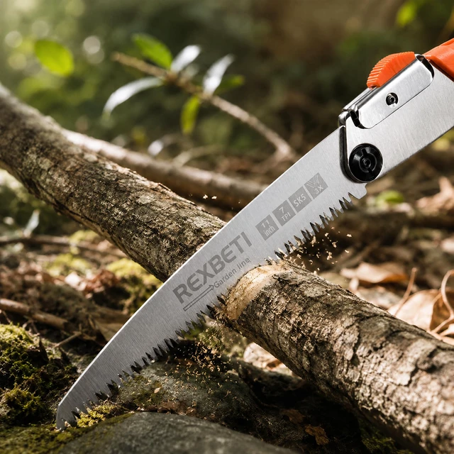 Alt view image 4 of 7 - 11-Inch Folding Saw, Heavy Duty Hand Saw, Wood & Camping, SK5 Steel | Pruning Saw with 7 TPI Staggered Teeth for Tree Limb Cutting and Tree Trimming, Ideal Hand Saw for Green Wood and Firewood