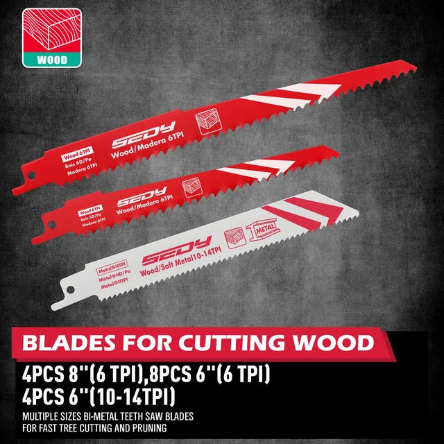 Alt view image 3 of 7 - 20-Piece Ultimate Reciprocating Saw Blade Set, Premium 6 & 8 Inch Wood and Metal Cutting Blades with Storage Box for Pruning, Wood, and Metal Cutting Tools