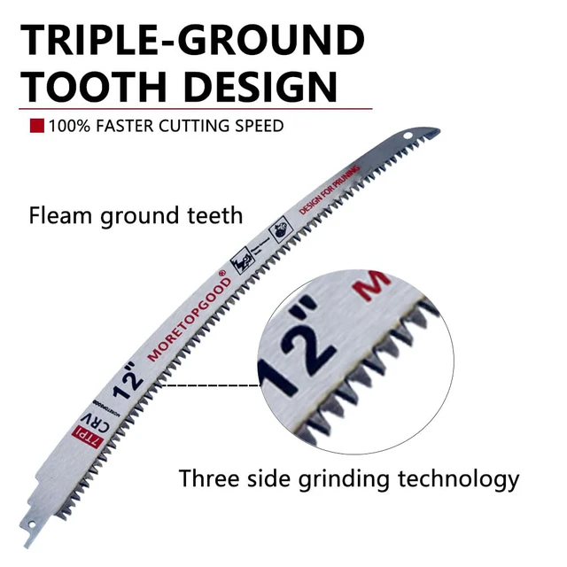 Alt view image 4 of 7 - 12 Inch Arc Edge Reciprocating Saw Blade for Wood Pruning, 7TPI Japanese Teeth Sawzall Blades for Tree Trimming (3 Pack)