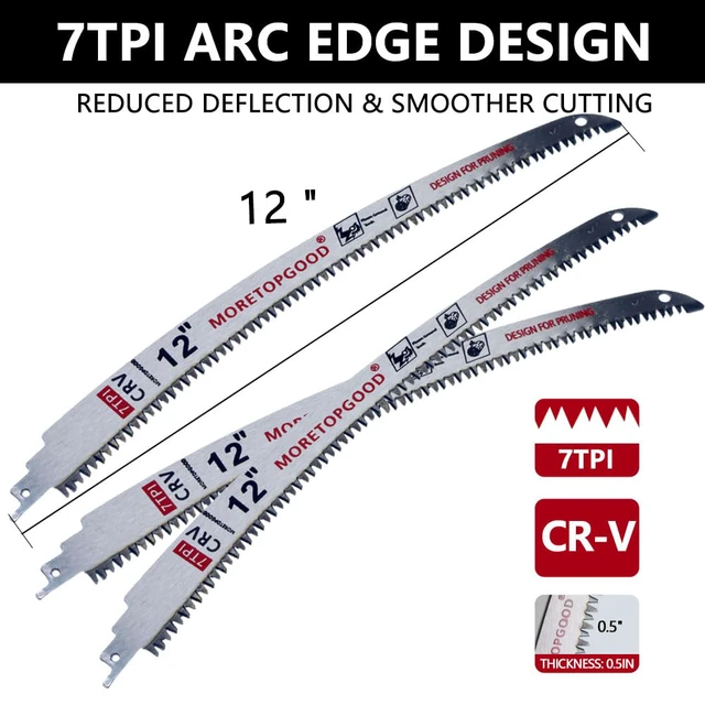 Alt view image 5 of 7 - 12 Inch Arc Edge Reciprocating Saw Blade for Wood Pruning, 7TPI Japanese Teeth Sawzall Blades for Tree Trimming (3 Pack)