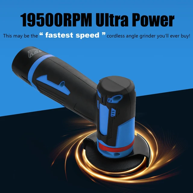 Alt view image 2 of 5 - 4000mah Battery Angle Grinder Tool, Cordless Angle Grinder with battery, Small Portable Angle Grinder, Cordless cut off tool,Brushless Handheld Angle Grinders Blue-black