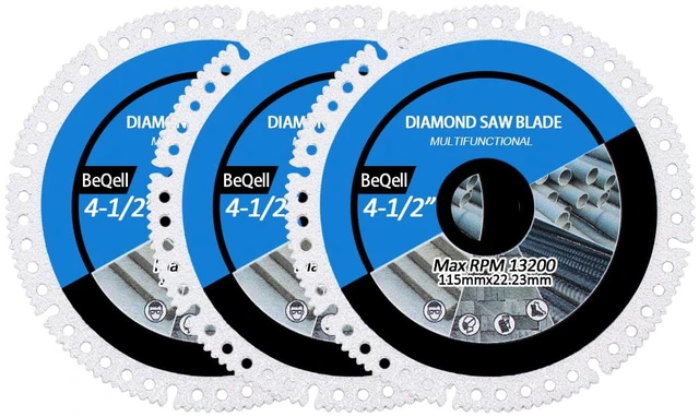 Main image of 4.5" Diamond Multi-Purpose Saw Blades 3PCS,115mm Heavy Duty Angle Grinder Cutting Discs for Marble Quartz Stone Tile Metal Plastic