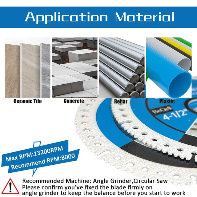 Alt view image 3 of 5 - 4.5" Diamond Multi-Purpose Saw Blades 3PCS,115mm Heavy Duty Angle Grinder Cutting Discs for Marble Quartz Stone Tile Metal Plastic