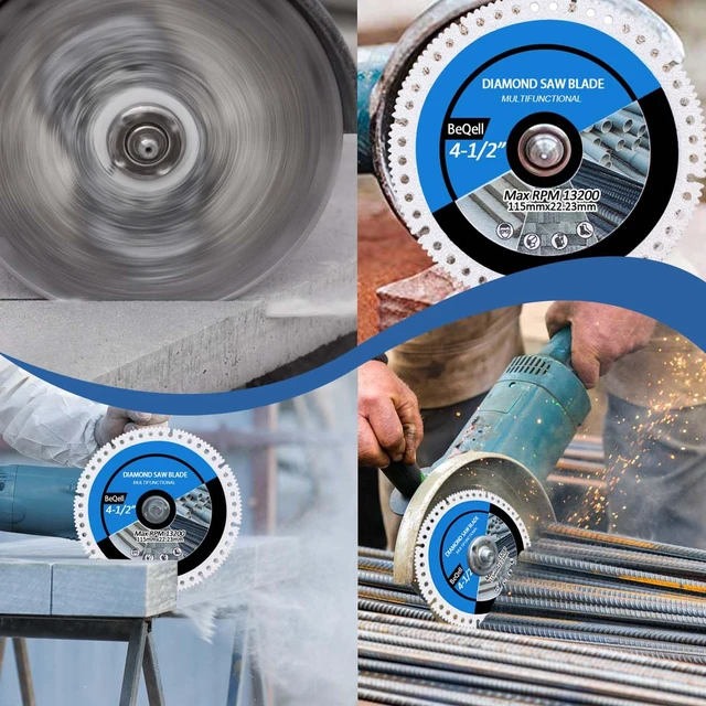 Alt view image 5 of 5 - 4.5" Diamond Multi-Purpose Saw Blades 3PCS,115mm Heavy Duty Angle Grinder Cutting Discs for Marble Quartz Stone Tile Metal Plastic