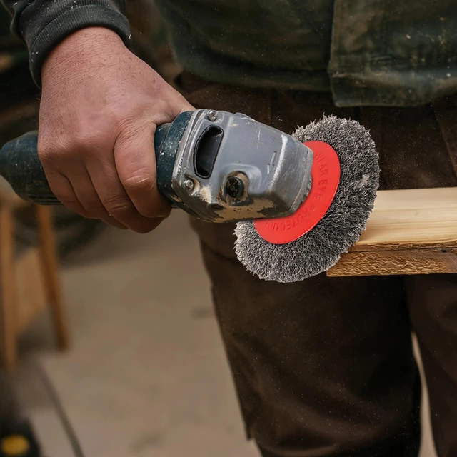 Alt view image 5 of 6 - 6-Piece, Angle Grinder Wire Wheel, 4 1/2" Angle Grinder Attachments, Wire Wheel, Wheel for Angle Grinder, 4 Inch & 3 Inch Knotted Coarse Crimped Wheels, 5/8 Inch-11 Threaded Arbor