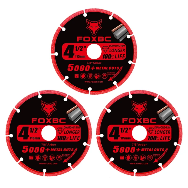 Alt view image 4 of 7 - 4-1/2 Inch Diamond Cutting Wheel Metal Cut Off for Angle Grinder, 5000+ Cuts on Rebar, Stainless Steel, Angle Iron, 7/8" Arbor - 3 Pack