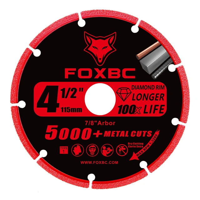 Alt view image 5 of 7 - 4-1/2 Inch Diamond Cutting Wheel Metal Cut Off for Angle Grinder, 5000+ Cuts on Rebar, Stainless Steel, Angle Iron, 7/8" Arbor - 3 Pack