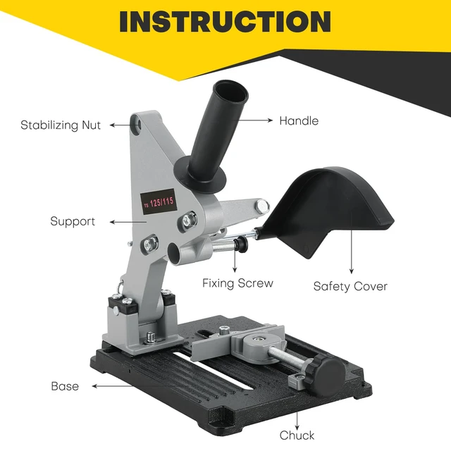 Alt view image 4 of 6 - Angle Grinder Stand Grinder Holder | 45 Degree Clamp Angle Grinder Holder Bracket with Slide Handle Cast Iron Base for 100-125mm Angle Grinder