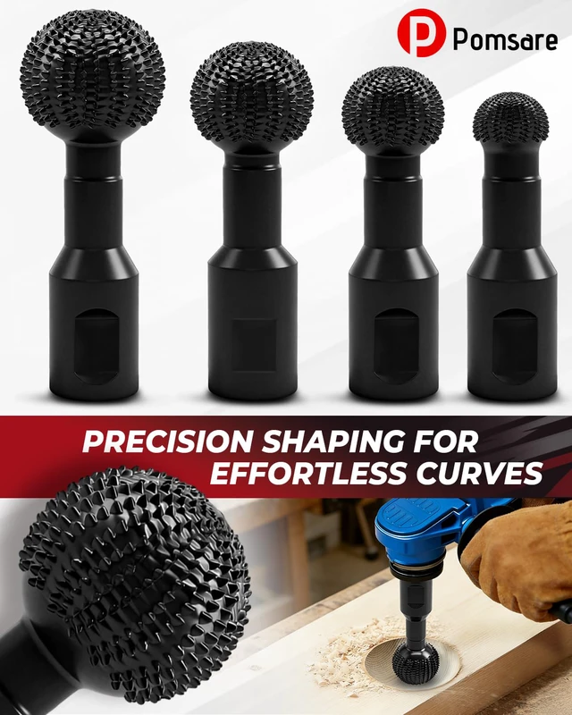 Alt view image 2 of 7 - 4 PCS Upgraded Sphere Rotary Burr Set, Ball Gouge with 5/8-11 Thread | Fits 4.5 and 5 Inch Angle Grinder Attachments, Steel Power Tools for Wood Hollowing Grinding Slotting Engraving and Polishing