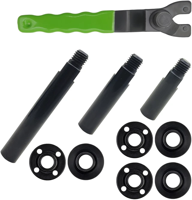 Main image of 5/8"-11 Angle Grinder Extension Shaft Connecting Rod with Grinder Adjustable Spanner Wrench Flange Nut kit Car Polisher Airway Buff Extender Rotary Extension Kit (Normal Black 3" & 4" & 5.5")