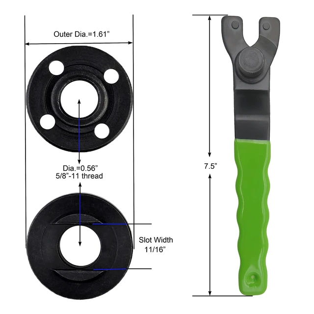 Alt view image 2 of 5 - 5/8"-11 Angle Grinder Extension Shaft Connecting Rod with Grinder Adjustable Spanner Wrench Flange Nut kit Car Polisher Airway Buff Extender Rotary Extension Kit (Normal Black 3" & 4" & 5.5")