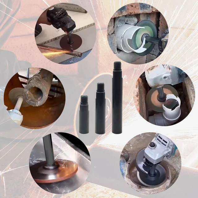 Alt view image 5 of 5 - 5/8"-11 Angle Grinder Extension Shaft Connecting Rod with Grinder Adjustable Spanner Wrench Flange Nut kit Car Polisher Airway Buff Extender Rotary Extension Kit (Normal Black 3" & 4" & 5.5")