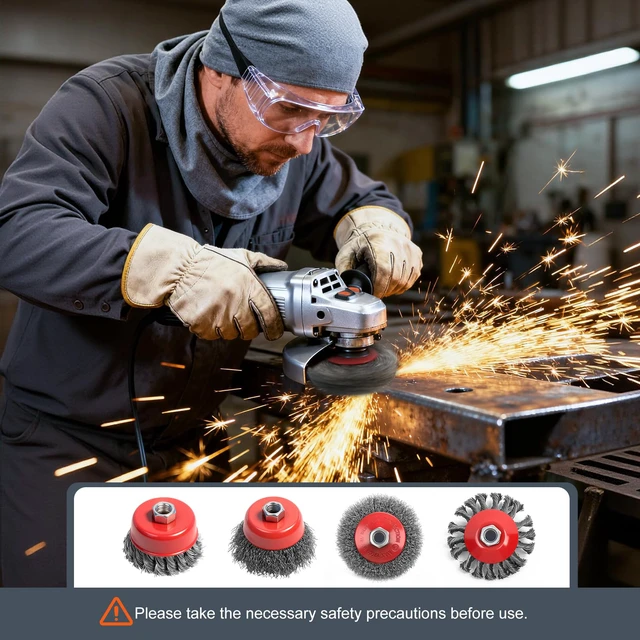 Alt view image 6 of 7 - 12 Pack Wire Wheel for Angle Grinder, Twist Knotted Coarse Crimped Wheels, Carbon Steel Wire Cup Brush for 4-1/2" Angle Grinder with 5/8-11UNC Threaded Arbor for Heavy-Duty Rust Removal, Polishing