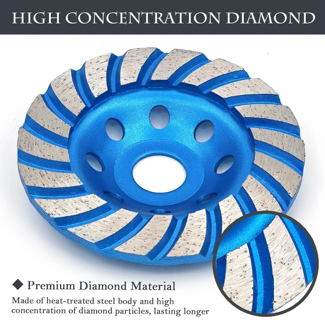 Alt view image 4 of 7 - 2Pcs Diamond Concrete Grinding Cup Wheels 115mm 4-1/2" Set (Double Row + Turbo Row Segment), Fits 7/8" Arbor for Angle Grinder, Shaping Cleaning Concrete Masonry Marble Granite Brick