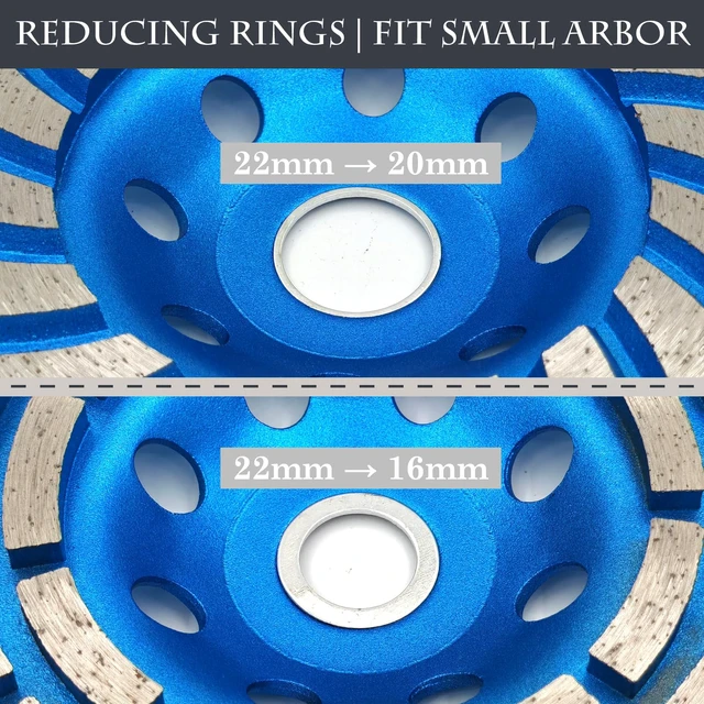 Alt view image 7 of 7 - 2Pcs Diamond Concrete Grinding Cup Wheels 115mm 4-1/2" Set (Double Row + Turbo Row Segment), Fits 7/8" Arbor for Angle Grinder, Shaping Cleaning Concrete Masonry Marble Granite Brick