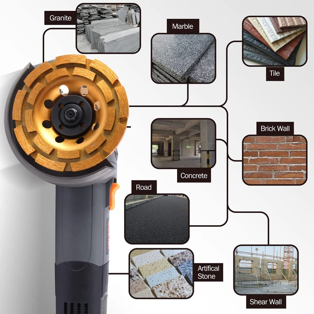 Alt view image 2 of 7 - 644030 Diamond Concrete Grinding Wheel 4 1/2 inch for Polishing and Cleaning Stone Concrete Surface, Cement, Marble, Rock, Granite, and Thinset Removing, Angle Grinder Wheels Cup