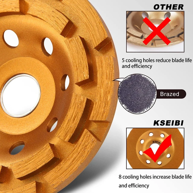 Alt view image 5 of 7 - 644030 Diamond Concrete Grinding Wheel 4 1/2 inch for Polishing and Cleaning Stone Concrete Surface, Cement, Marble, Rock, Granite, and Thinset Removing, Angle Grinder Wheels Cup