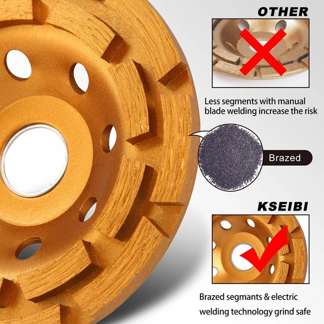 Alt view image 6 of 7 - 644030 Diamond Concrete Grinding Wheel 4 1/2 inch for Polishing and Cleaning Stone Concrete Surface, Cement, Marble, Rock, Granite, and Thinset Removing, Angle Grinder Wheels Cup