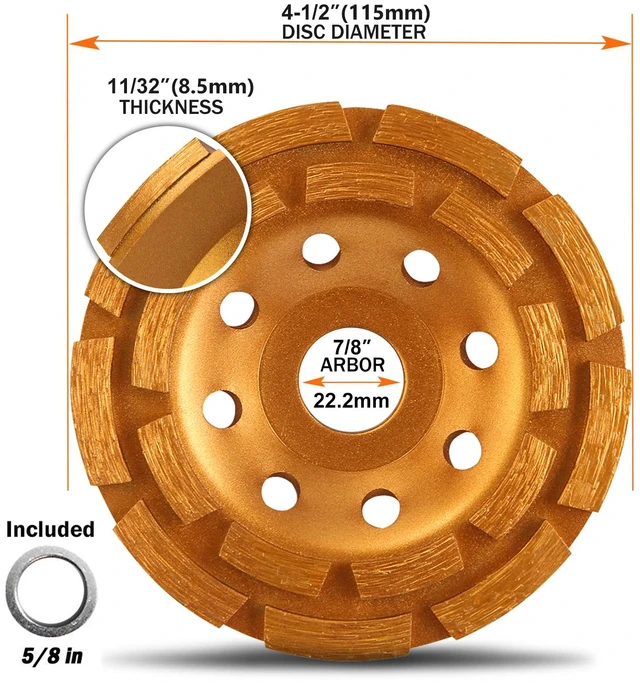Alt view image 7 of 7 - 644030 Diamond Concrete Grinding Wheel 4 1/2 inch for Polishing and Cleaning Stone Concrete Surface, Cement, Marble, Rock, Granite, and Thinset Removing, Angle Grinder Wheels Cup
