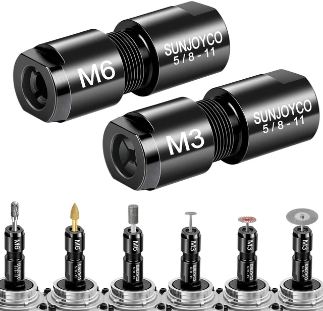 Main image of Angle Grinder Collet Adapter: Angle Grinder to Die Grinder Adapter | 5/8"-11 Thread to 1/4" (6mm) & 1/8" (3mm) Collet Chucks Die Grinder Attachment - Angle Grinder Adapter Conversion Kit