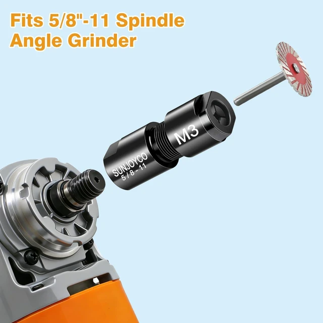 Alt view image 3 of 6 - Angle Grinder Collet Adapter: Angle Grinder to Die Grinder Adapter | 5/8"-11 Thread to 1/4" (6mm) & 1/8" (3mm) Collet Chucks Die Grinder Attachment - Angle Grinder Adapter Conversion Kit