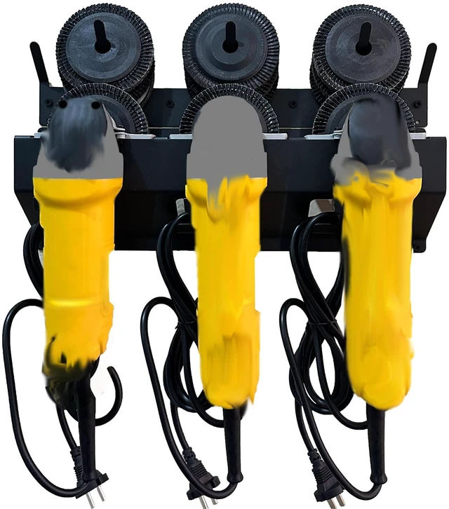 Main image of Angle Grinder Holder, 3 Bay with Discs Hook Rack | Updated, For Garage, Workshop, Tool Trailer