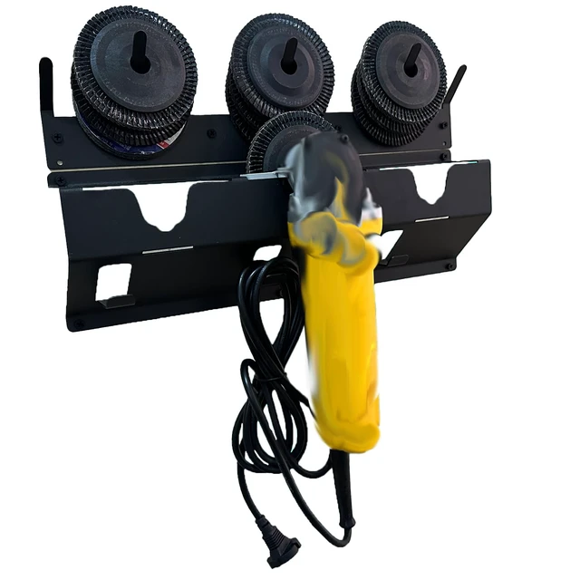 Alt view image 2 of 4 - Angle Grinder Holder, 3 Bay with Discs Hook Rack | Updated, For Garage, Workshop, Tool Trailer
