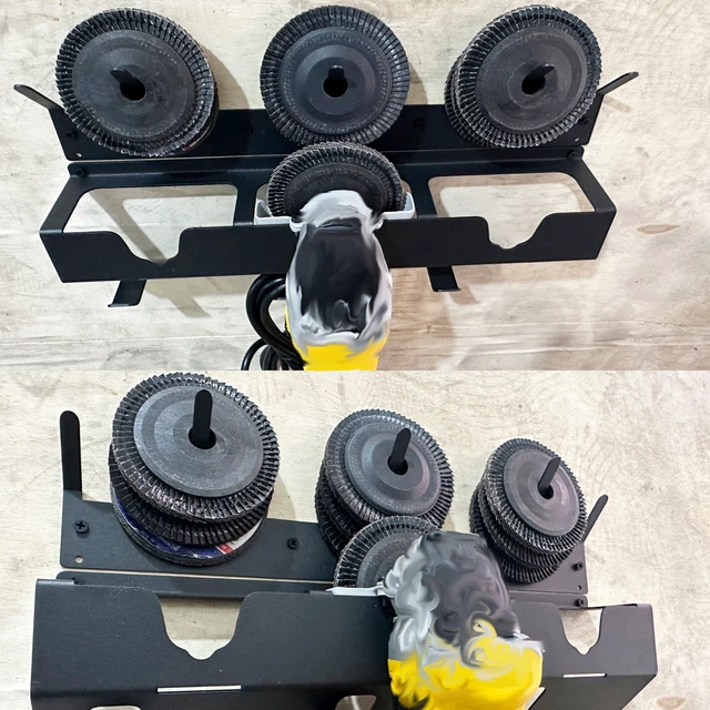 Alt view image 3 of 4 - Angle Grinder Holder, 3 Bay with Discs Hook Rack | Updated, For Garage, Workshop, Tool Trailer