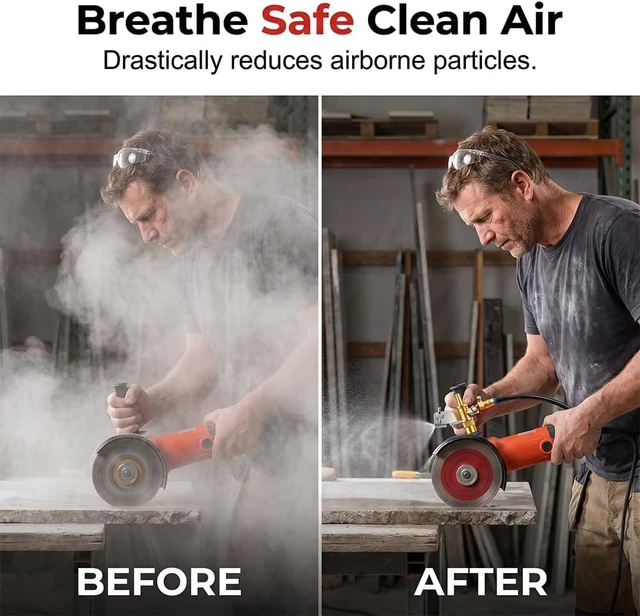 Alt view image 3 of 6 - Angle Grinder Misting System Water Sprayer,Dust Remover Water Sprayer for Cutting Machine,Aluminum & Brass Misting Attachment for Cutting Tile Concrete Marble Stone