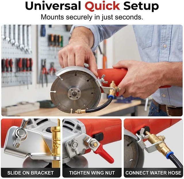 Alt view image 4 of 6 - Angle Grinder Misting System Water Sprayer,Dust Remover Water Sprayer for Cutting Machine,Aluminum & Brass Misting Attachment for Cutting Tile Concrete Marble Stone